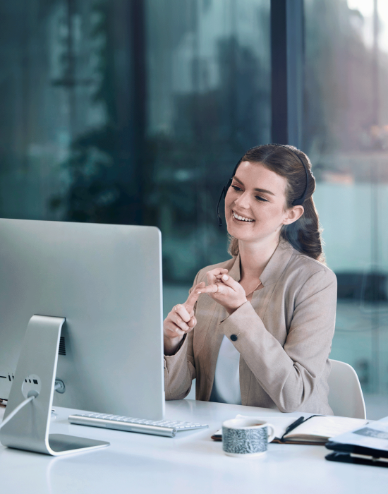 Frau Webdesign PC blau