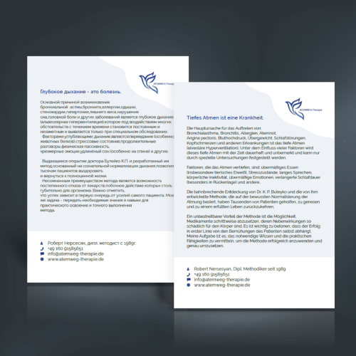 Flyer Deutsch Russisch Design blau Atemweg Therapie