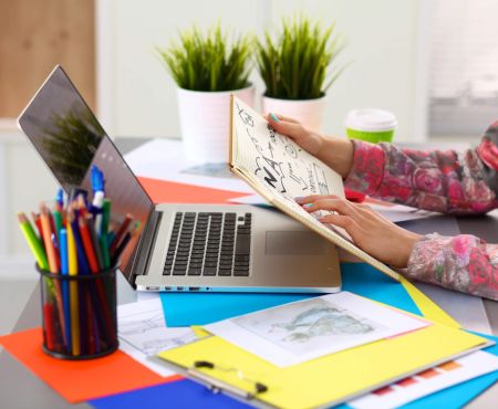 Farben Typografie Büro Schule Farben Laptop