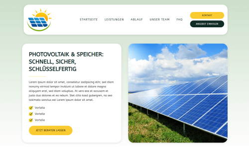 Solarsysteme Webdesign