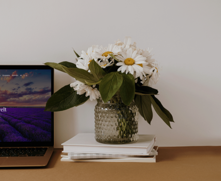 Babsis Bio Kr&auml;uterwelt Webseite Webdesign Blumenstrau&szlig; Laptop B&uuml;cher