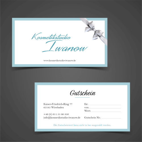 Gutschein Design Entwurf Kosmetikstudio Iwanow